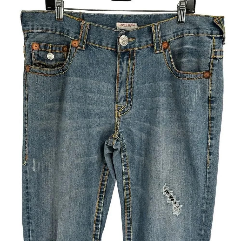 True Religion Limited Edition 0001-1205 Lightwash Straight Leg Jeans Men Size 38